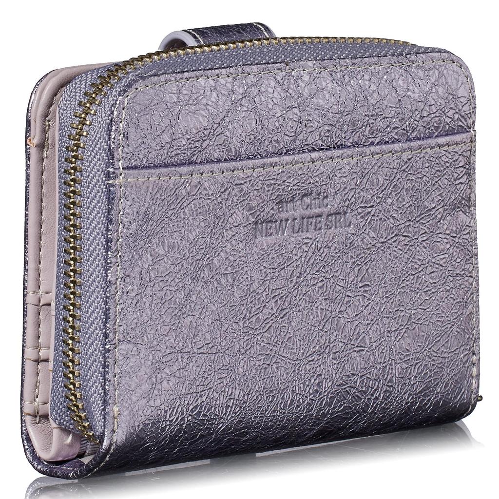 FRANCK ROSSINI Women's Metallic Crushed Cowhide Bifold Wallet, Made In Italy by LIFE. "It Looks Like a Mini Wallet, But It's a Long Wallet Inside."