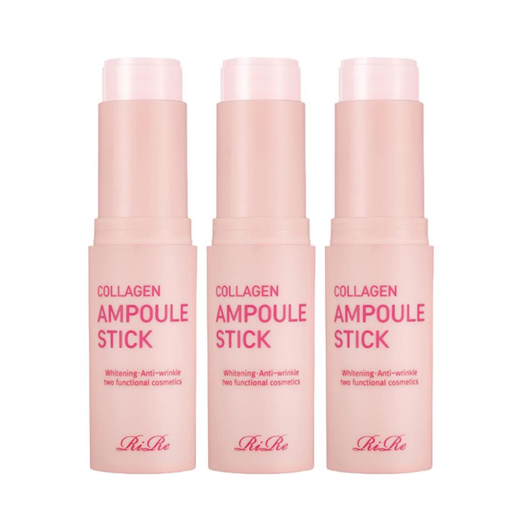 RiRe Collagen Ampoule Stick Multi-Balm for Wrinkle Care & Radiance, 15g (Pack of 3) / RiRe TECA Madecassoside Cream Hydrating Soothing 10g