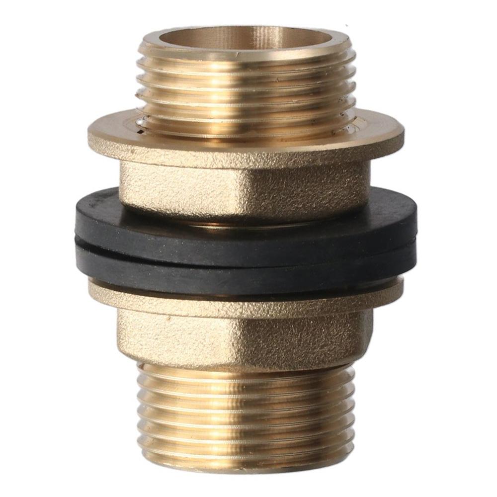 Water Tank Adapter G1/2 G3/4 G1 Male Bulkhead Fitting Brass Tube Connector Tube Adaptor Water Tanks, Brass, Gold Tone