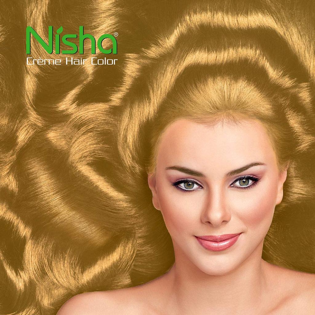 Nisha Vopsea de Păr Crem Blond Auriu 8.1 Acoperire 100% Fire Albe Luciu Profund Ultra Moale Pachet 60g+60ml+18ml