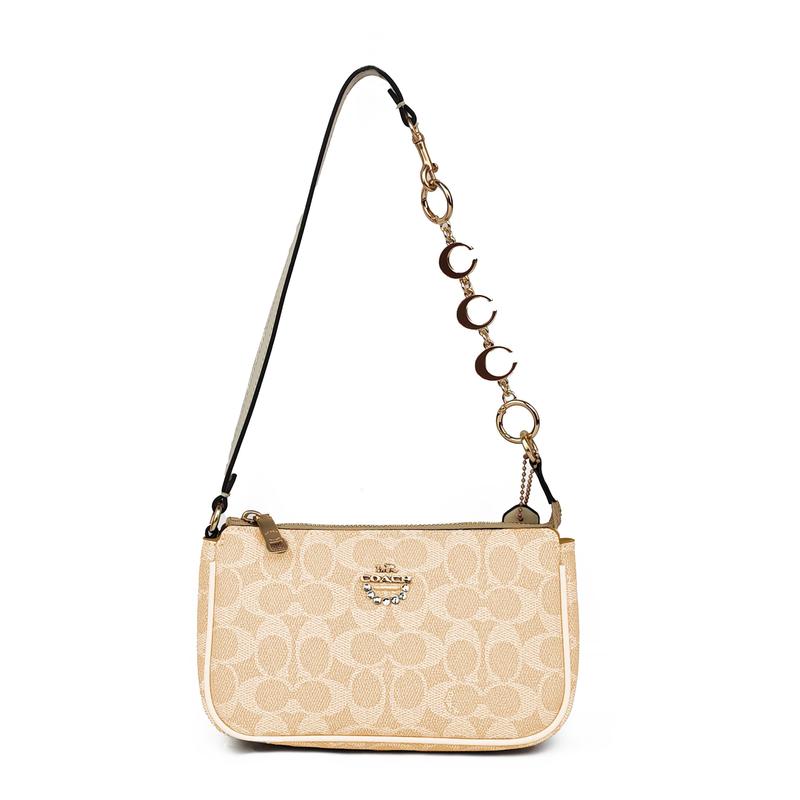 

COACH shoulder bag [Customized Bag] Nolita 19 Moonlight Pearl Classic Print Simple Fashion Versatile Mika chain seal basic model (bag + dust bag) білий