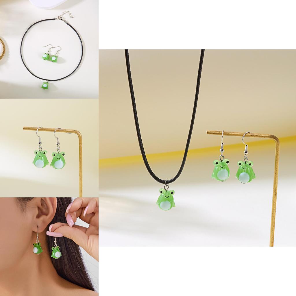Minimalistisches Frosch Glas Schmuckset Mit Geometrischem Stil Für Lässige Frauen Und Männer
