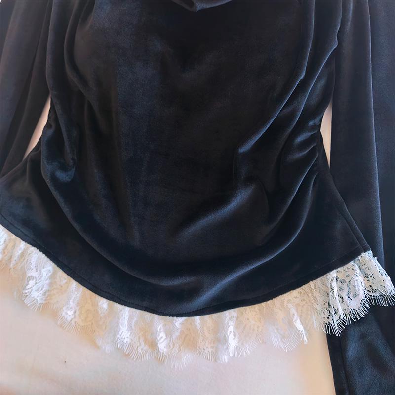 Women's French Lace Floral Long Pajama Set - Sea Island Velvet, Long Sleeve & Pants for Seasons