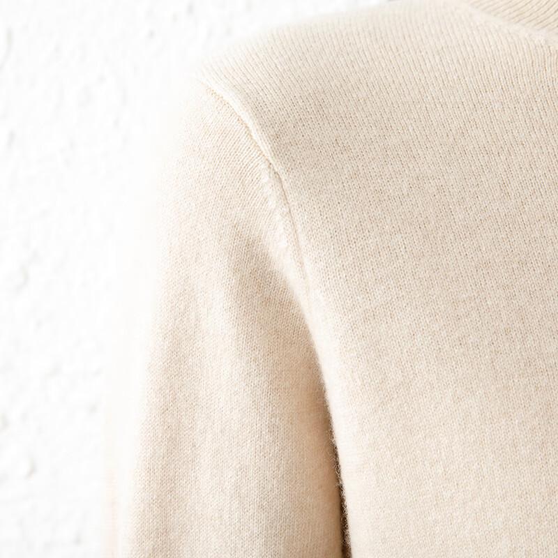 Hengyuanxiang Women's Solid Wool Semi-High Collar Pullover Sweater