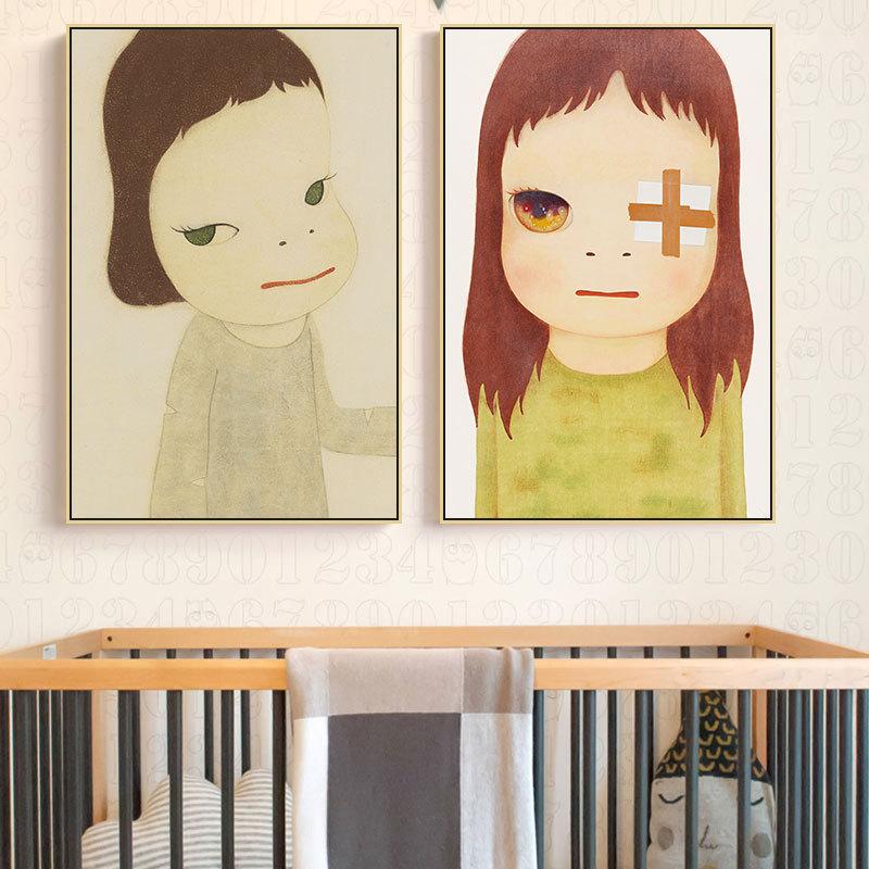 Yoshitomo Nara dekorative Malerei Mädchenzimmer japanischen Stil hängende Malerei Schlafzimmer Nachttisch kreative Cartoon Wandpuppe