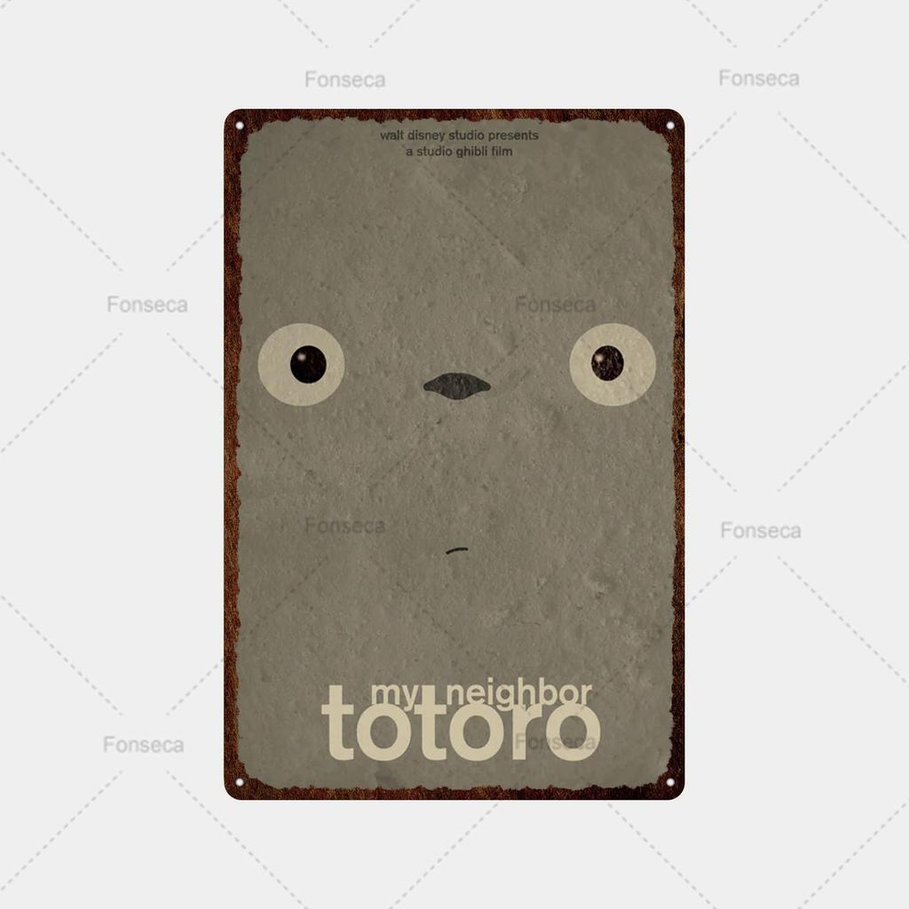 Vintage Metall Zinn Zeichen Japanische Anime Totoro Mädchen Landschaft Zinn Malerei Hause Wohnzimmer Dekor Einzigartige Metall Zeichen Platte