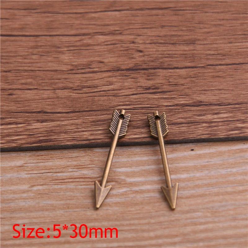 DIY Mini Bow and Arrow Pendant - 3 Colors, 5x30mm Alloy Jewelry Charm