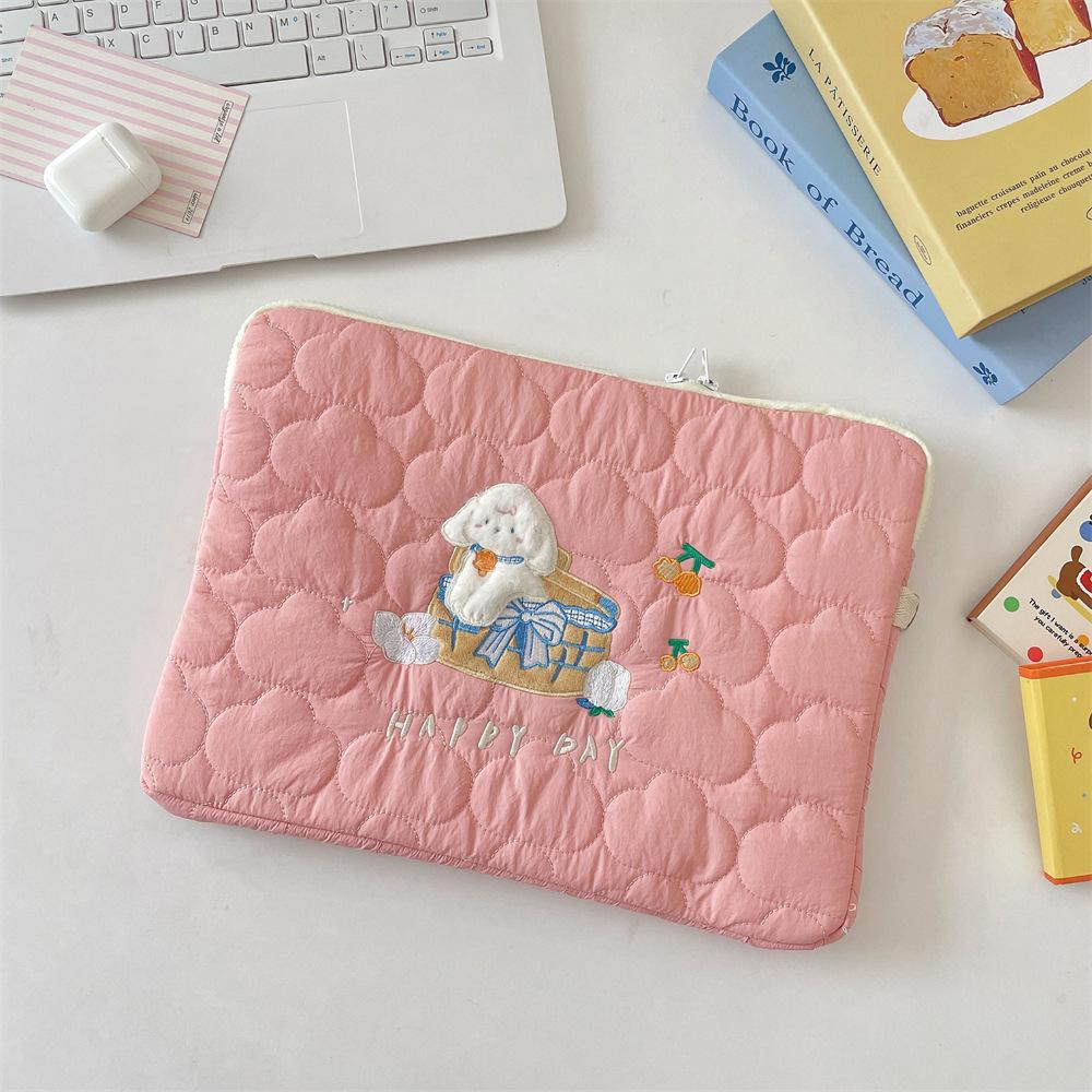 2 Soft Cloud Cartoon Embroidery Tablet Bag/1 Inch Notebook Storage Bag