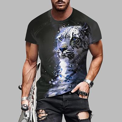 Nova moda masculina de verão camiseta personalidade tigre estampado camiseta masculina top