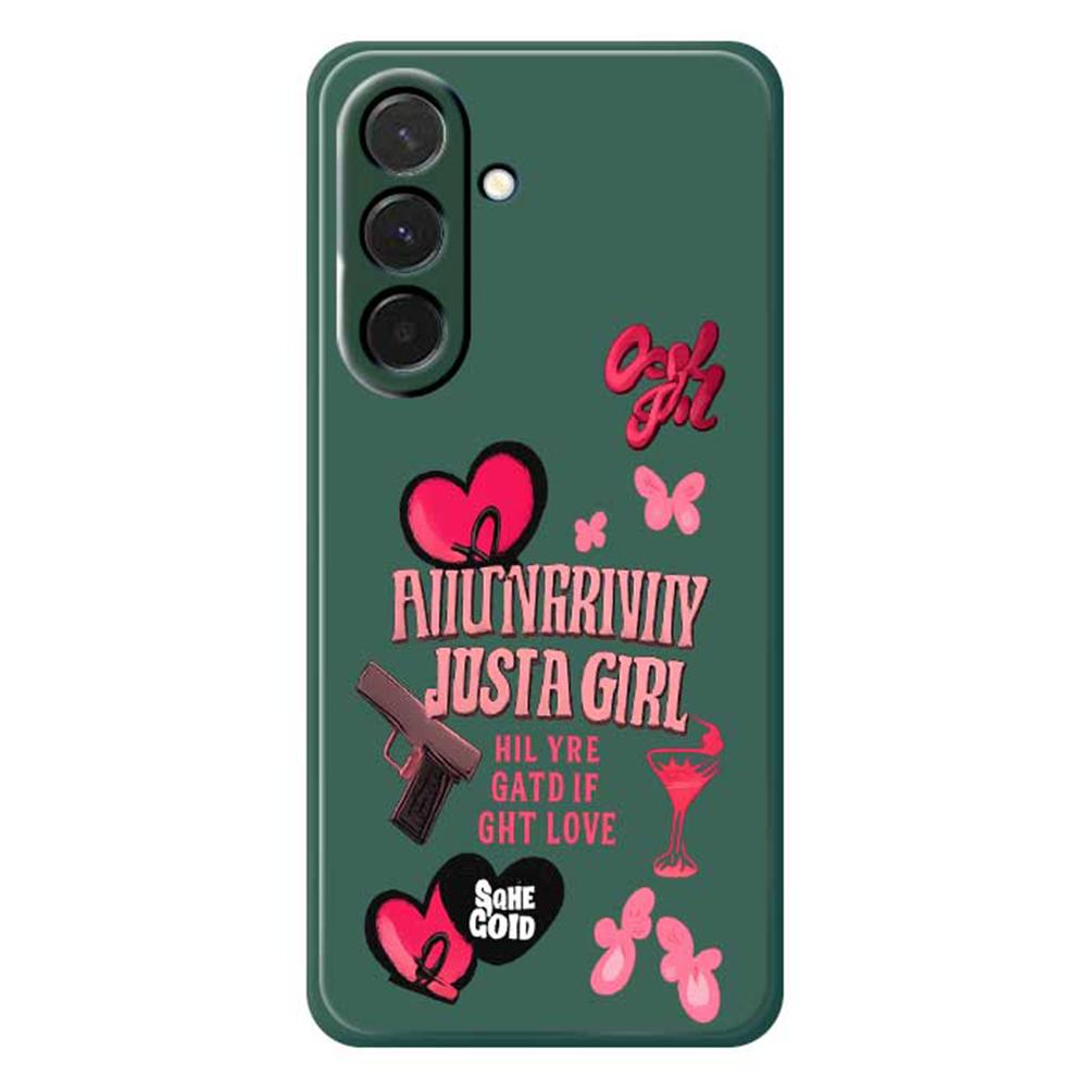 

For Samsung Galaxy A36 5G Case Pink Elements Pattern Printing Straight Edge TPU Phone Back Cover Green