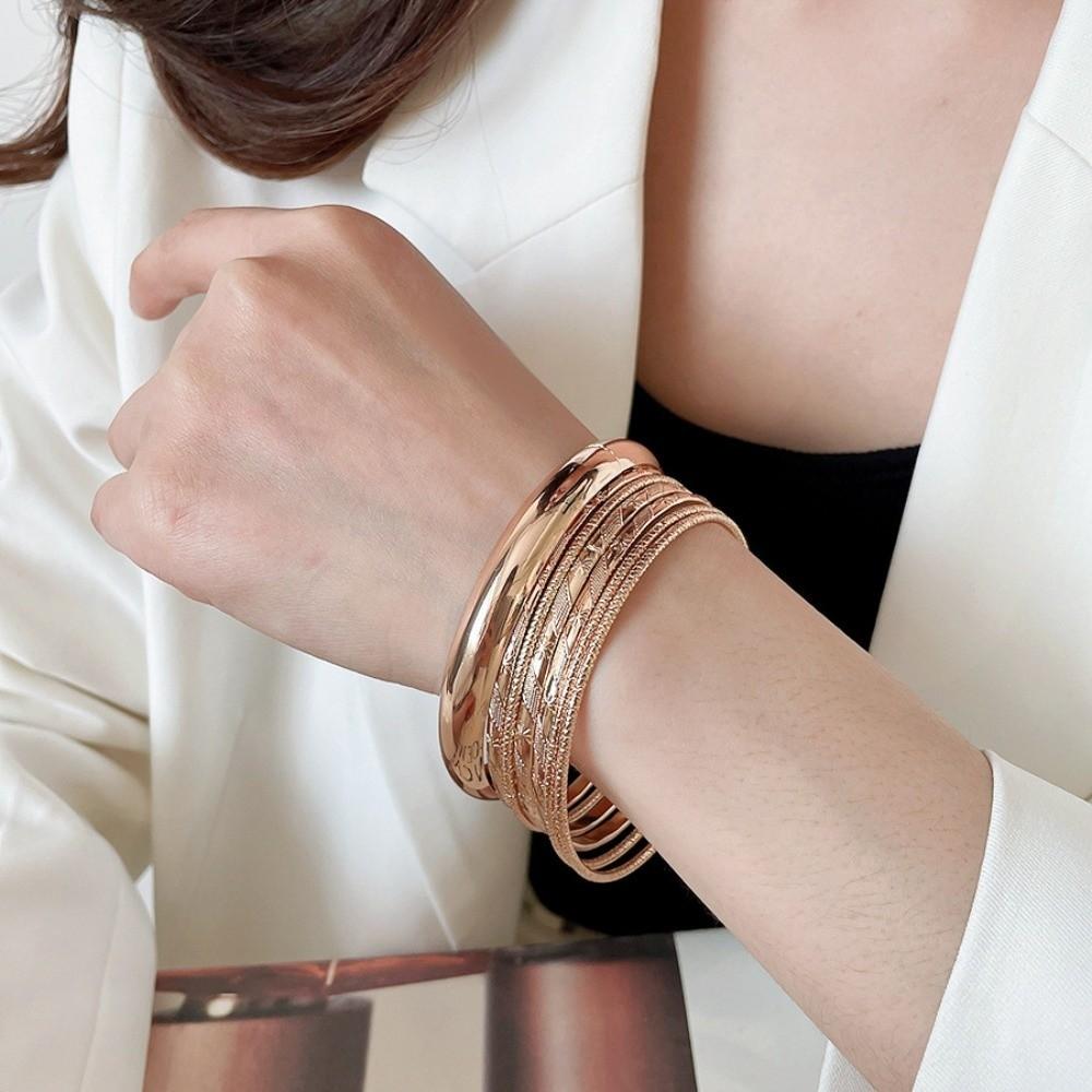 6Pcs/7Pcs Europe American Style Cuff Bangles Kit Metal Star Pentagram Exaggerated Bracelet Girls