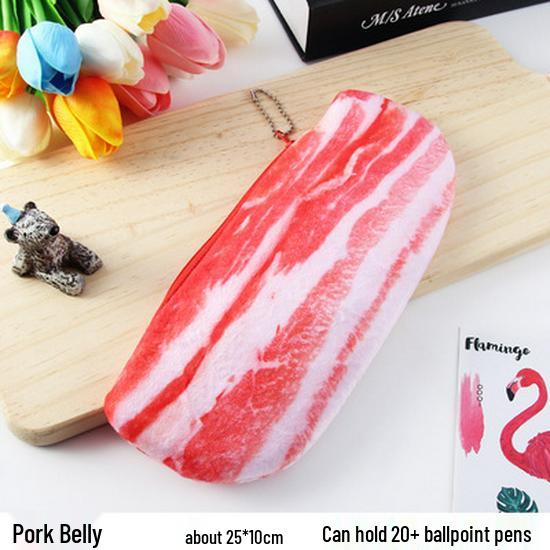 Korean Style Plush Coin Purse & Keychain - Breakfast Food Design, Large Capacity Pencil Case, Portable Storage Bag