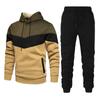 Autunno Inverno Tuta da uomo Patchwork con cappuccio Set da 2 pezzi Abiti da uomo Completo da uomo in pile Sport con cappuccio Pantaloni sportivi Set da due pezzi