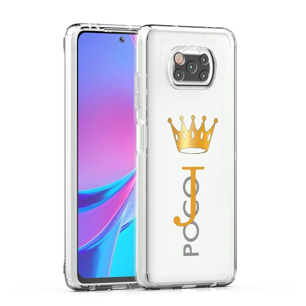 Phone Case For Xiaomi Poco X6 X5 NFC X3 F6 F5 Pro F4 F3 M3 14 13T 12T 12 13 Lite 11 Mi 5G Clear Cover Crown Letter A To b