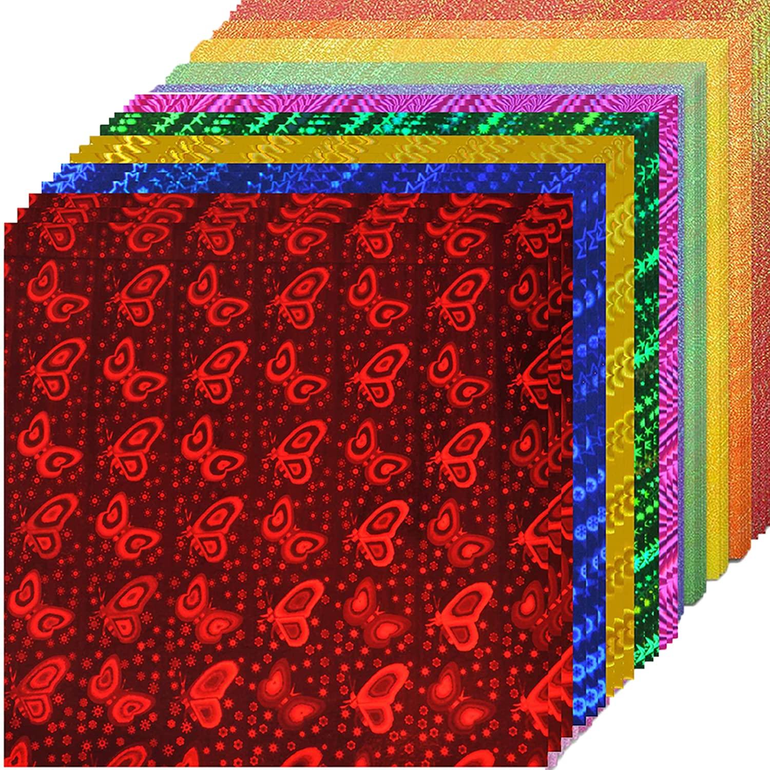 

LOORIPRO Glitter Origami 25cm 2 Books Sheets Large Origami Pearl Hologram Laser Aurora for Paper Craft and Paper, Square, (100 Total), Paper, Origami,