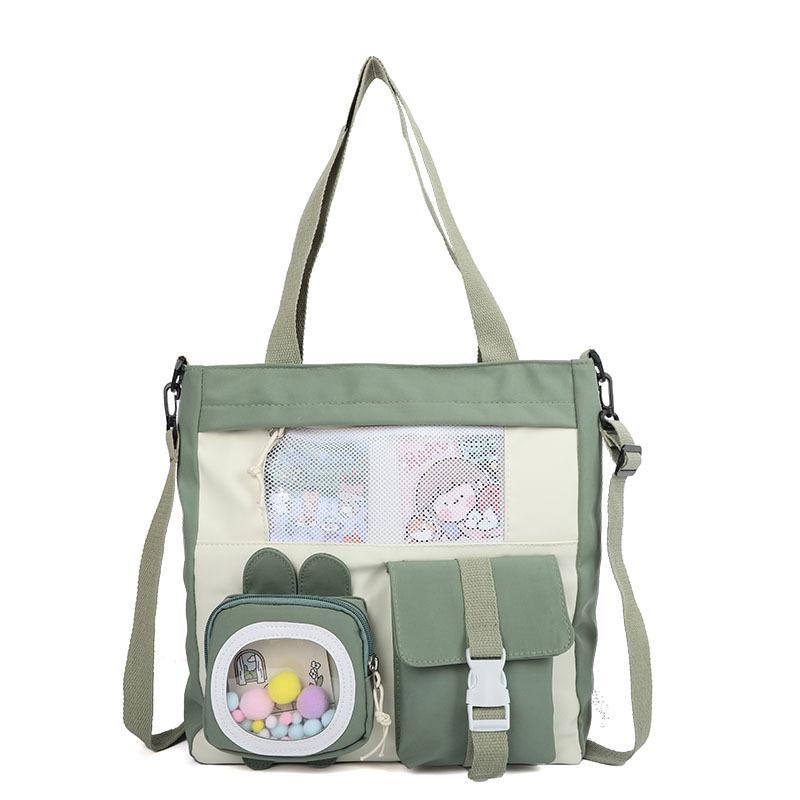 Новая мода высокое качество нишевый дизайн рюкзак Sense повседневная парусиновая ручная сумка на плечо сумка большой вместимости милая сумка-мессенджер зелёный 1400₽