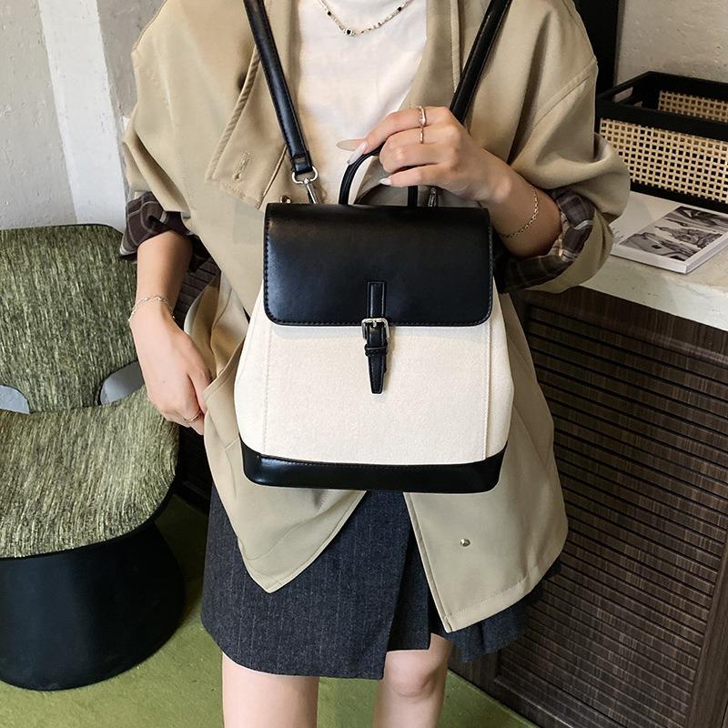 

Новый рюкзак в стиле ретро, модный, большой вместимости, контрастной расцветки, дорожный школьный рюкзак белый