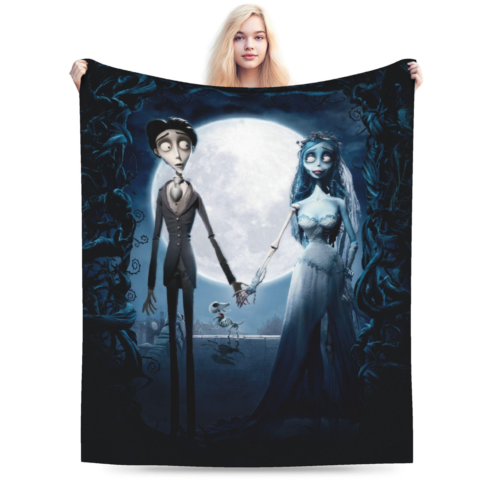 Corpse Bride Emily And Victor Blanket Flannel All Season Multifunction Super Warm Throw Blanket for Home Car Bedspreads 75X95CM