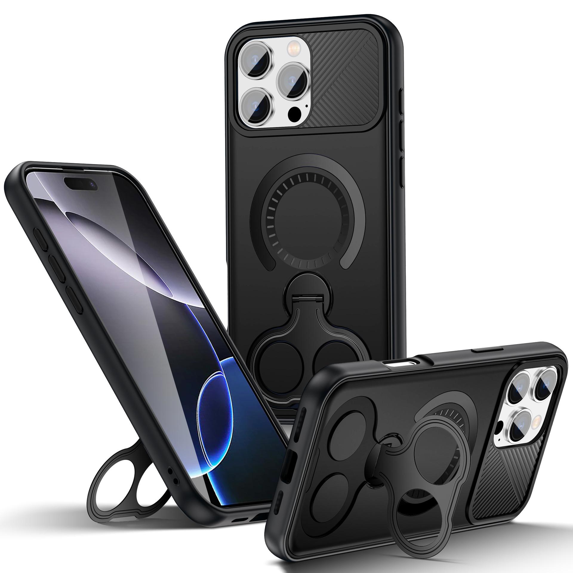 

For Apple Phone Case, New Dual Ring Bracket Magnetic Phone Case, Light Luxury and High-end Feeling for IPhone 17 Phone Case For iPhone13Pro