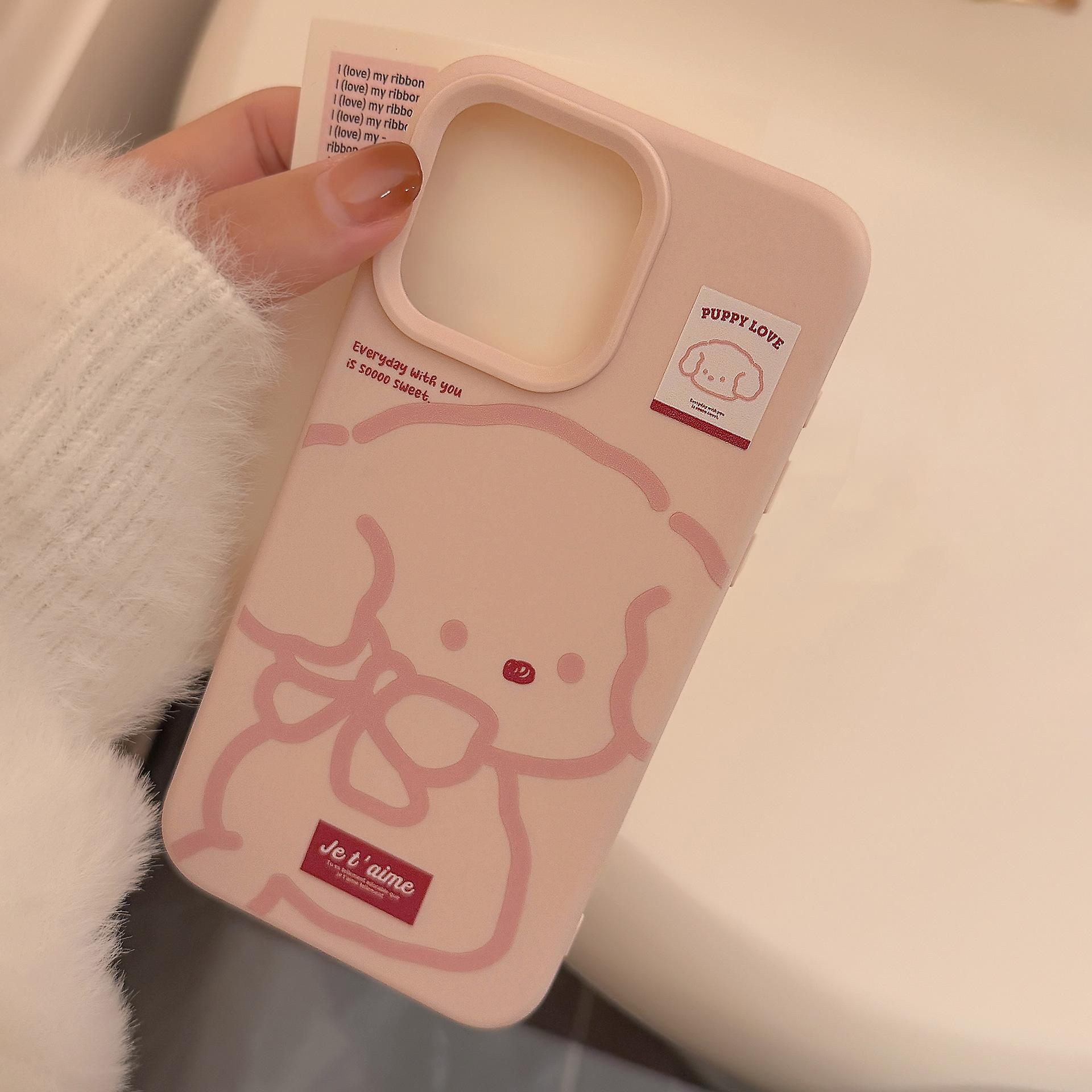 

Pink Line Dog Suitable for Iphone17 Mobile Phone Case Apple 15 Girl 13 Plush Rope 16pro Max 12pro max(6.7)