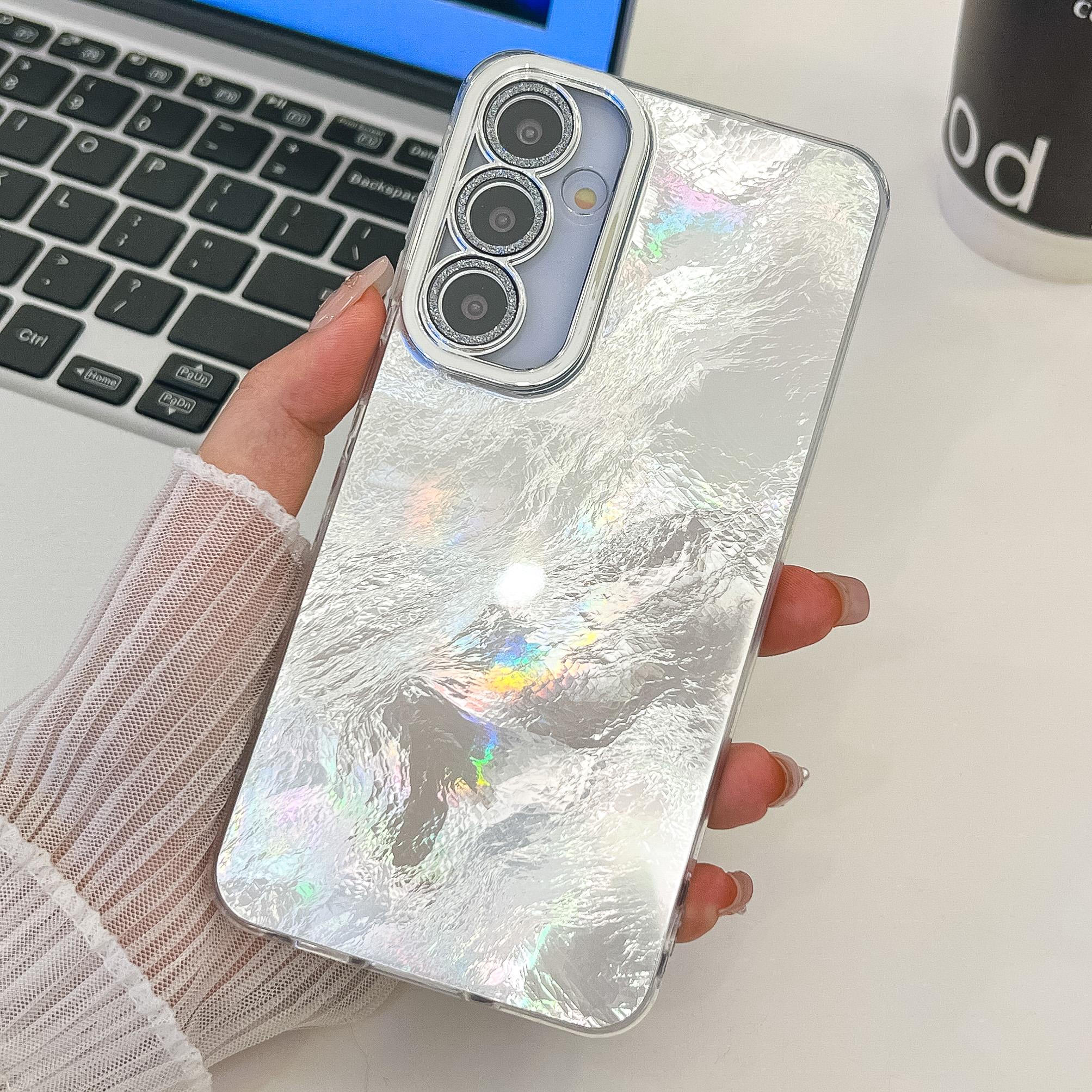 

Чохол для Samsung Galaxy A36 5G/A56 5G Дизайн IMD Ударостійка PC+TPU Накладка на телефон зі скляною плівкою для об єктива Foil Pattern/Silver