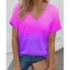 Summer Fashion Gradient 3D Print T-Shirts Women's V-Neck Short Sleeve T Shirt Y2K Tee Oversized Harajuku Tops Female Clothing