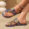 Large size cool slippers women's summer new flat-bottom printing set toe ethnic style cool slippers
