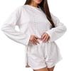 Neue Frühjahrsmode für Damen aus Europa und Amerika: Stilvolles lockeres Pullover-Oberteil und Set mit geteilten Shorts