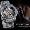 Mechanische Herrenuhr Automatische Armbanduhr Luxus Diamant Edelstahl Skelett Uhren Gold Relogio Masculino