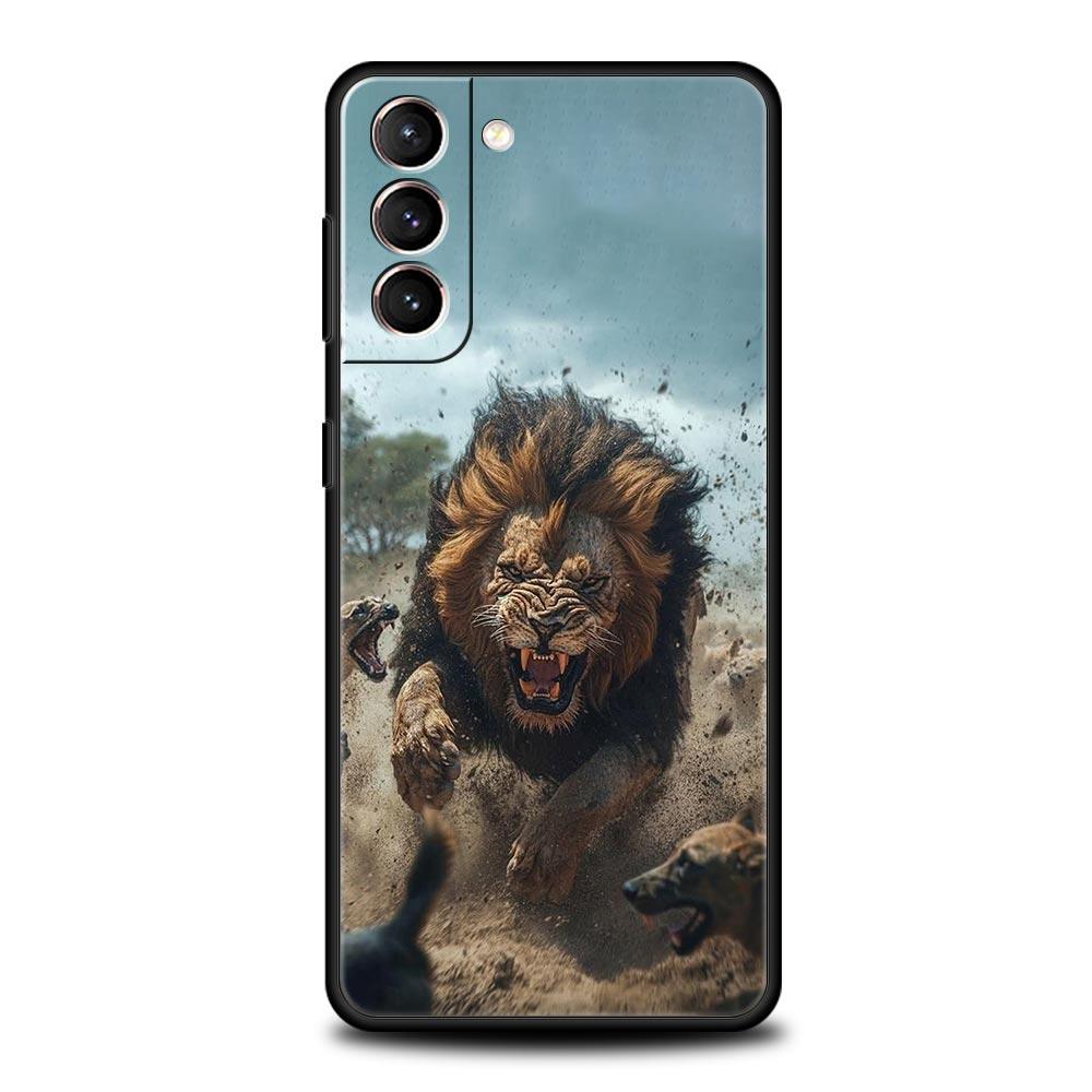 Lion King Animal Phone Case For Samsung Galaxy S26 Ultra S25 Plus S24 FE S23 S22 5G S21 S20 Cover Black Soft
