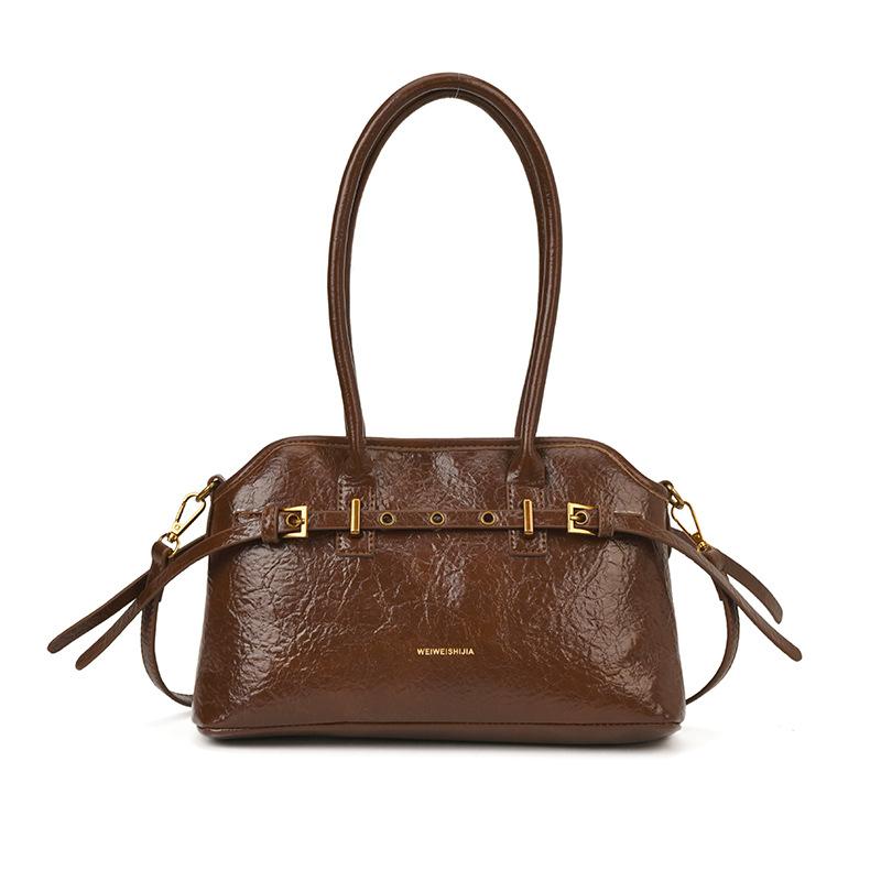 Retro Lazy Briefcase Bag Women's Large-capacity Texture Versatile Simple Niche Design Portable Shoulder Tote Bag