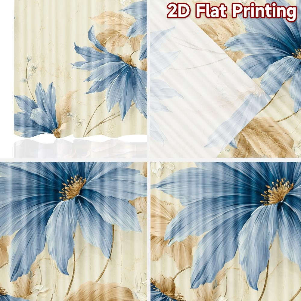 2D FLAT PRINTING 2pcs Curtains (Without Rod) Floral Elegance in Blue (2) April Fools is Day Festival Fashion Curtains Durable