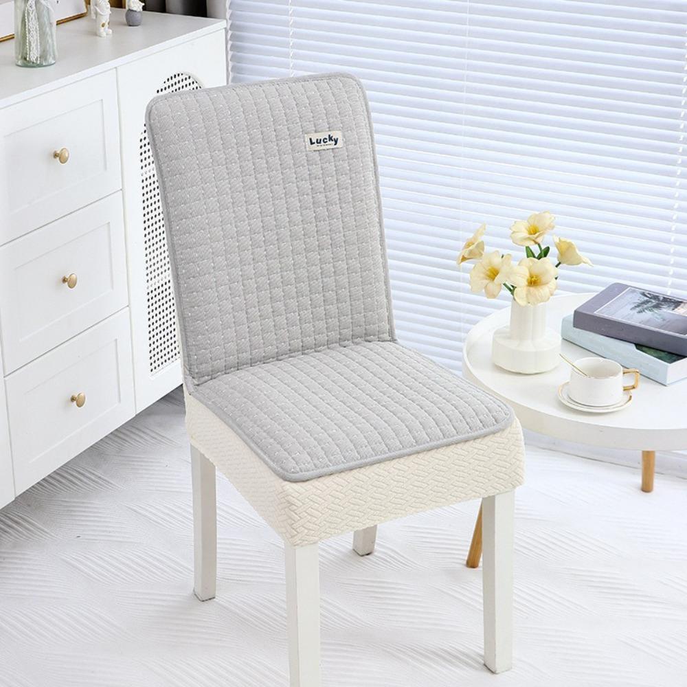 

Elastic Checkered Jacquard Chair Cover Non-slip Breathable Chair Protection Covers Thicken Fully Wrapped Chair Protector серый