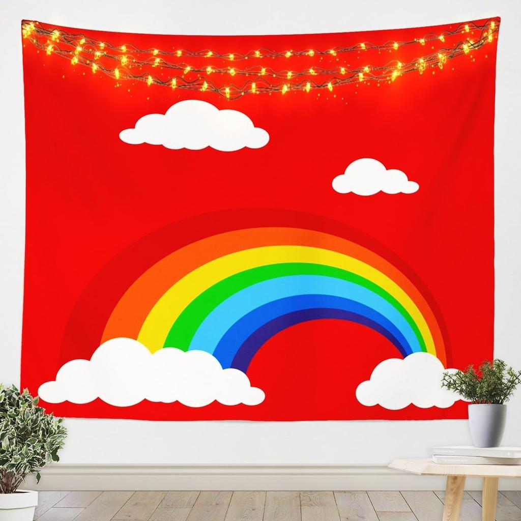 Castle Fairy Rainbow Tapestry Colorful Gradient Tapestries Art Home Decoration Bedroom Decor Living Room Door Starry SkyTapestry