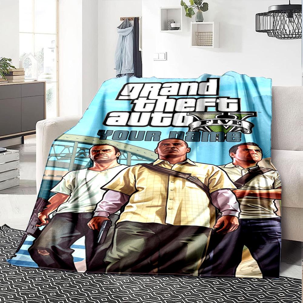 Gta Customize Your Name Blanket Cozy Personalized Blanket Warmthful Decor Throw For Picnics Home Decor Living Room Nap for All Occasions