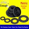 Black Zinc Plated 304 Stainless Steel Metric Flat Washer (M3, M4, M5, M6, M8) - American Standard
