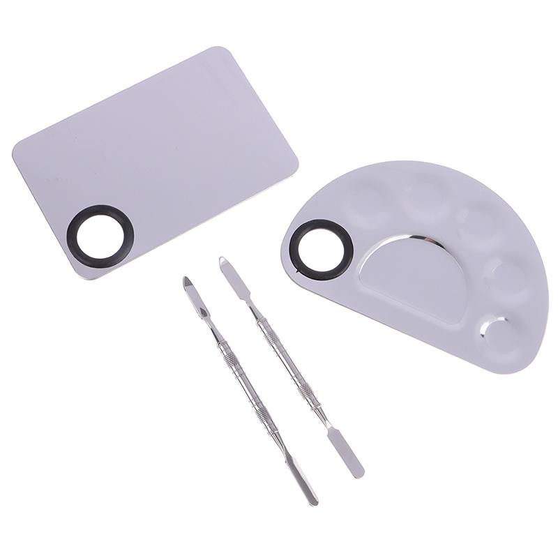 Mezclador de Maquillaje de Acero Inoxidable Placa Mezcladora para Uñas Paleta Mezcladora de Base y Sombras de Ojos con Varilla Espátula Herramientas de Belleza