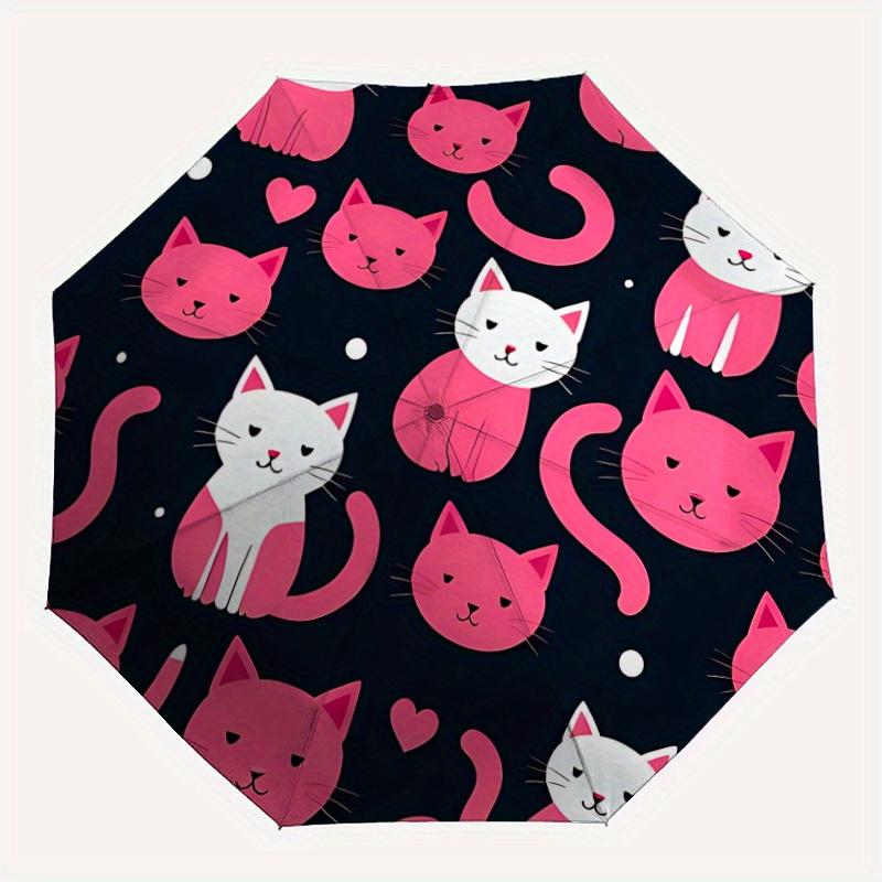 1pc Cat Pattern Automatic Open/Close Umbrella with Windproof, Functional Design, 8-Rib Sturdy Canopy, Durable Ribs143