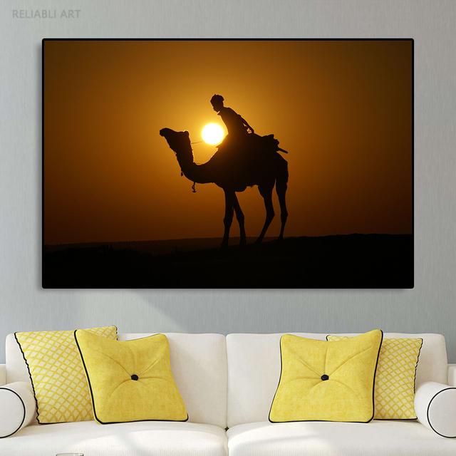 

Верблюд и мужчины на закате в десерте холст картины силуэты пейзажные постеры и принты для гостиной украшения дома 21cm×30cm NoFrame