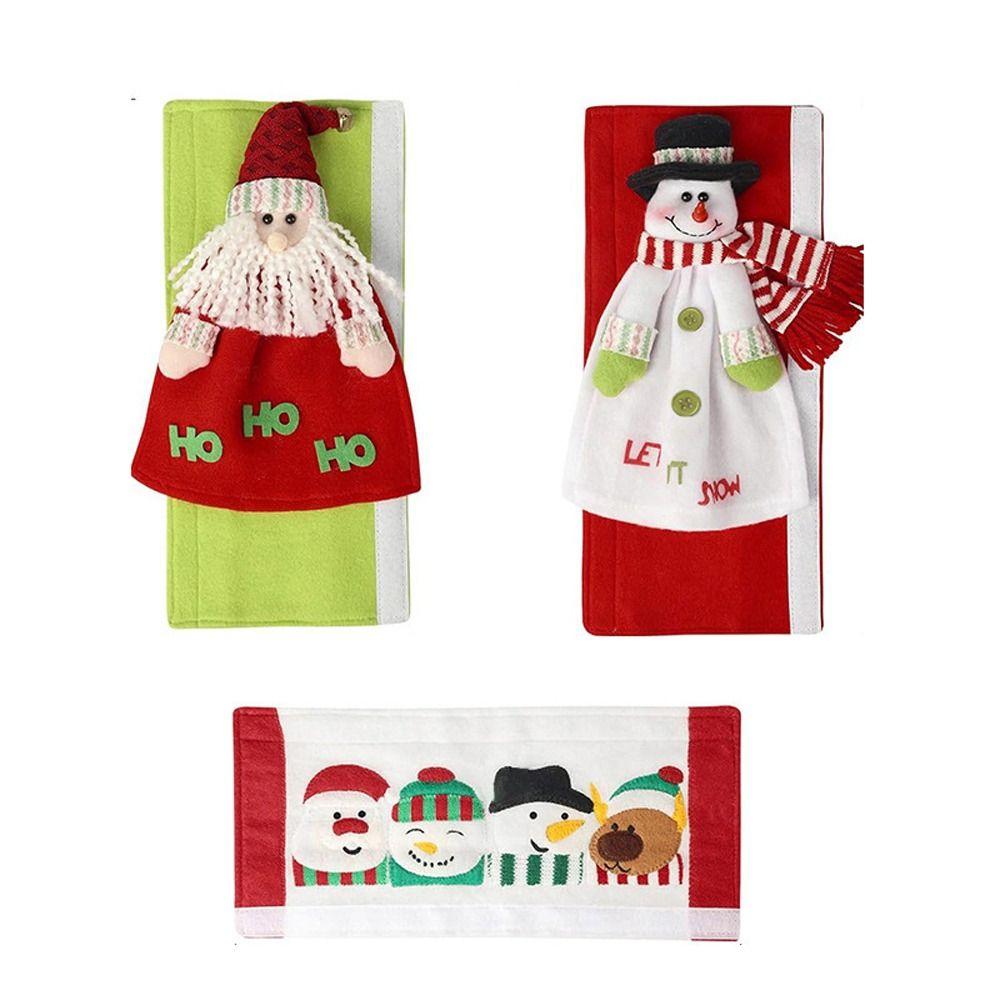 

Snowman Christmas Handle Protector Cute Santa Kitchen Appliance Handle Refrigerator 1 Set