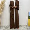 12-Color Slim Fit Long Sleeve Cardigan with Pockets - Casual Muslim Robe Style 1876