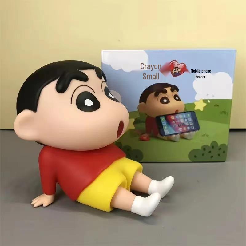 Crayon Shin-chan Desktop Phone Holder Figure - Cartoon Ornament Gift for Lazy Person or Live Streaming