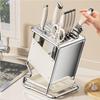 Stainless Steel Kitchen Knife Holder Organizer Countertop Multifunctional Utensil Storage Rack