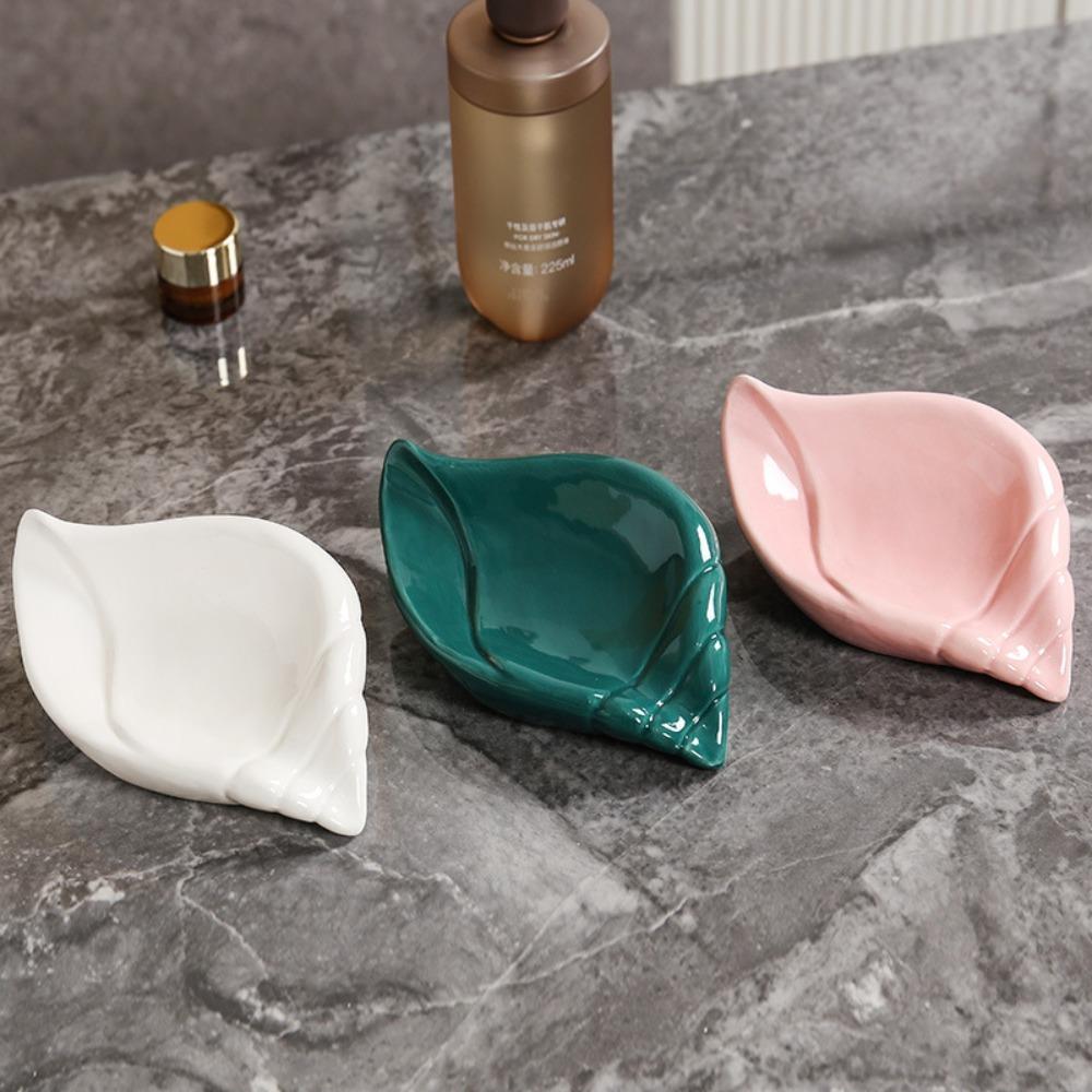 Ceramic Shell Conch Soap Box Soap Dish Soap Drying Rack Practical Drain Rack  Bathroom