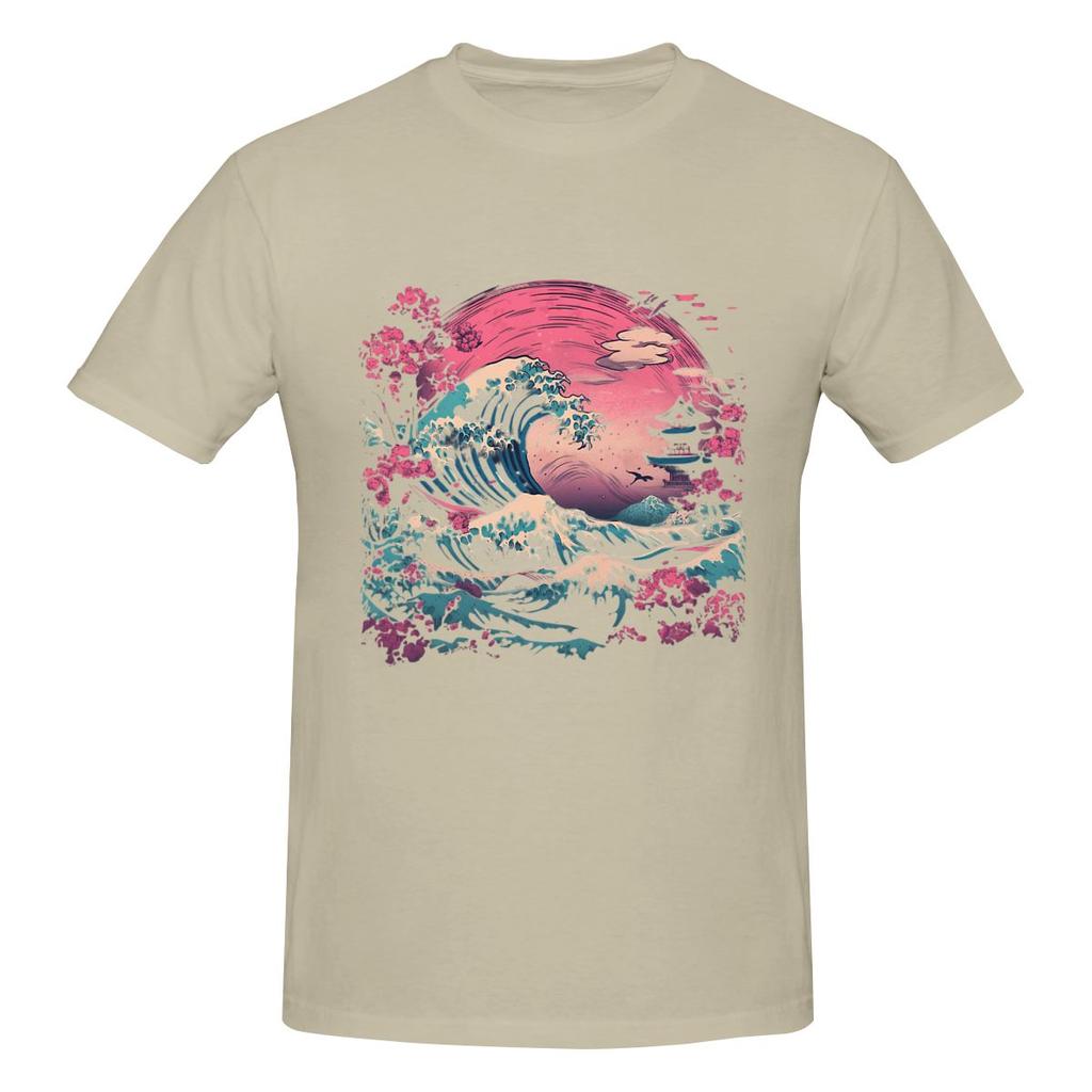 Synthwave Traditional Japanese Wave American Style Tshirt Versatile Simplicity Heat Transfer Cotton Tee