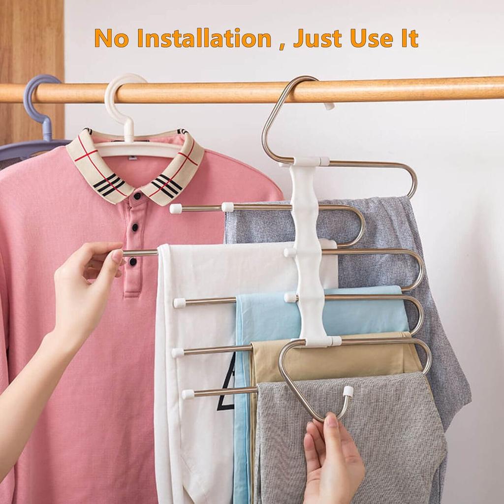 2 Pack Pants Hangers Space Saving Metal Closet Organizer,Clothes Pants Hangers,Closet Organizers and Storage for Pants Jeans Skirts Scarf Legging