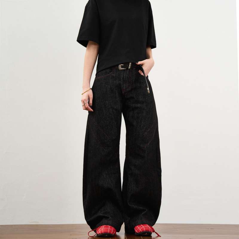 Мужские прямые джинсы JYL, зимние, с необработанным краем (selvedge), черные, прямые брюки 2XL амарантовый