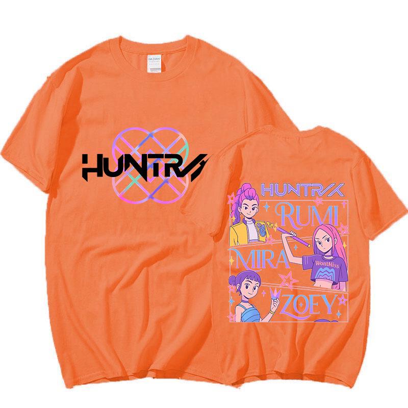 Kpop Demon Hunter Girl Double-Sided Print Round Neck T-Shirt - Unisex Summer Loose Fit