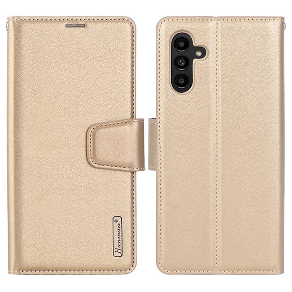 

HANMAN Mill Series for Samsung Galaxy A25 5G (Global) (161.0 x 76.5 x 8.3mm) Case Flip Phone Shell Wallet PU Leather Phone Cover Gold