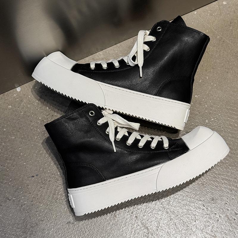 Mode Punk Stil High Top Herrenschuhe Modische Motorradstiefel Dicke Sohle Höhenerhöhend Botas Freizeit Outdoor Männliche Stiefeletten